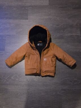 Carhartt Tan Hooded Insulated Puffer Jacket Size 24 mos